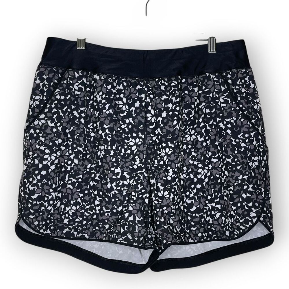 Lands’ End Black White Floral Quick Dry Board Swim Shorts Bottoms Women’s 16W